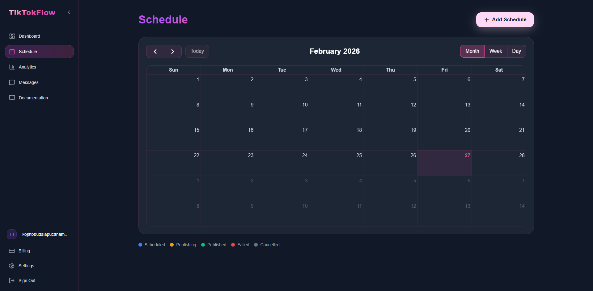 Scheduler screenshot